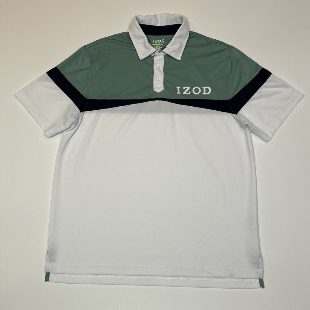 Izod Performance Xtreme Function Cool FX Golf Polo Men’s Large Green White Blue